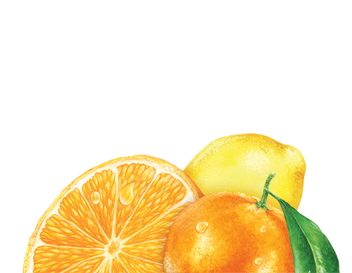 Orange, tangerine, and lemon